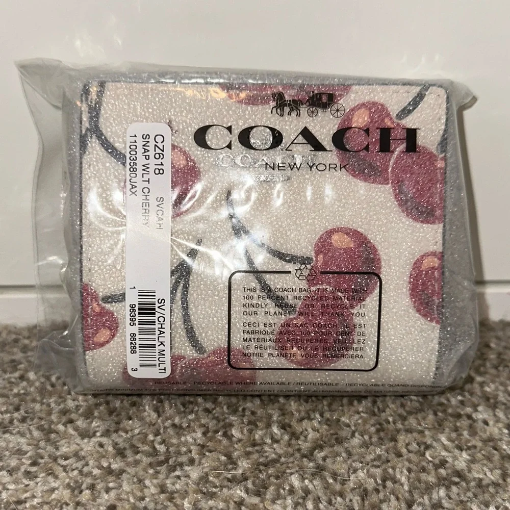 Coach Small Snap Wallet in Cherry Print - Picture 2 of 7